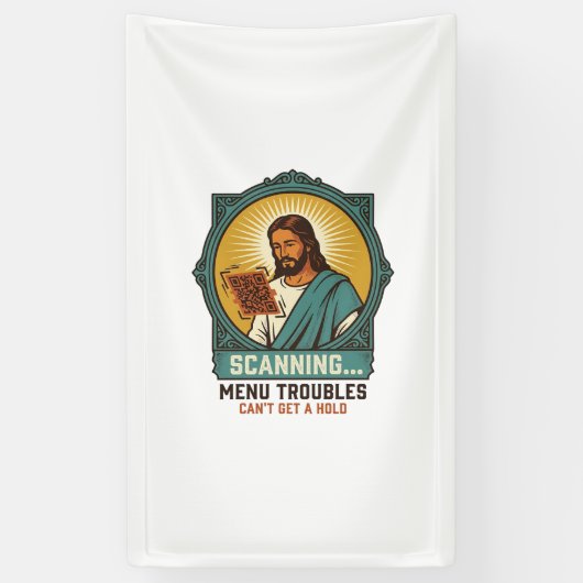 Banderoles Jésus Code QR flou ne scannera pas Menu Humour Tec (Vertical)