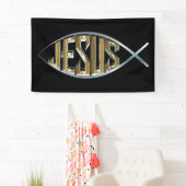 Banderoles Jésus dans un symbole de poissons (En situation)