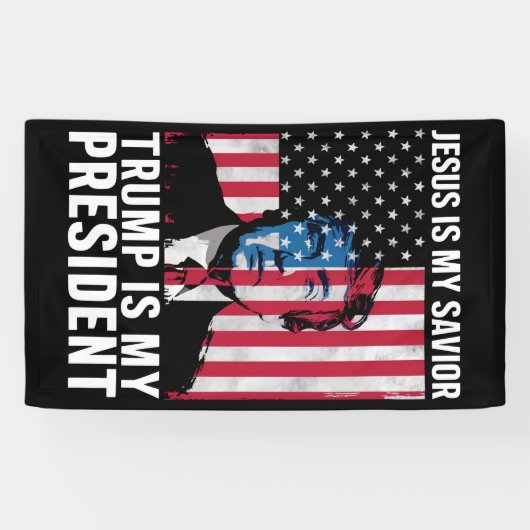 Banderoles Jésus Est Mon Sauveur Trump Est Mon Président 2024 (Horizontal)