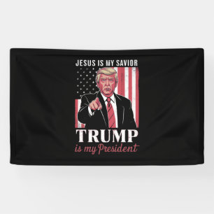 Banderoles Jésus est mon sauveur Trump est mon président élec