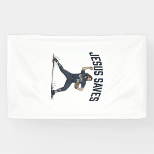 Banderoles Jésus Sauve Lanceur de Baseball Vintage Gravure Sh