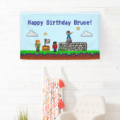 Banderoles Jeu activé ! Jeu d'anniversaire Pixel Block (En situation)