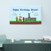 Banderoles Jeu activé ! Jeu d'anniversaire Pixel Block (Salon professionnel)