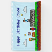 Banderoles Jeu activé ! Jeu d'anniversaire Pixel Block (Vertical)