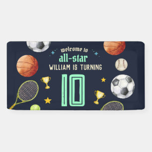 Banderoles jeu bleu enfants garçons Sports 10e anniversaire