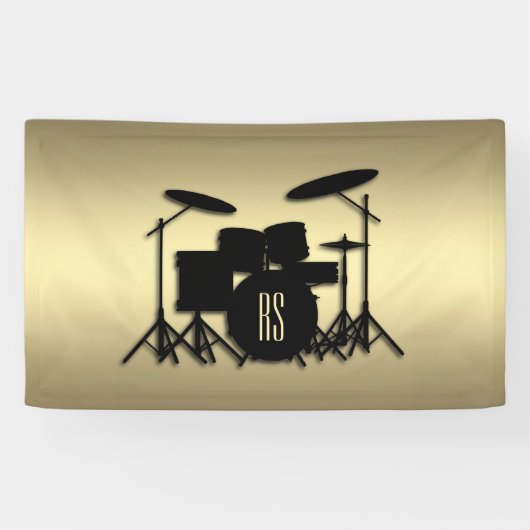 Banderoles Jeu de tambour monogramme or (Horizontal)