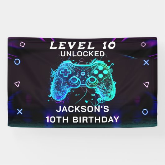 Banderoles Jeu vidéo Anniversaire de enfant Gamer (Horizontal)