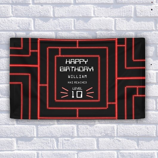 Banderoles Jeu vidéo Retro Arcade Neon Anniversaire de enfant