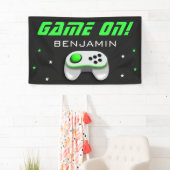 Banderoles Jeu Vidéo Verte fête d'anniversaire (En situation)