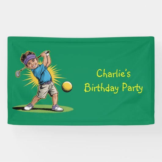 Banderoles Jeune Golfeur Anniversaire (Horizontal)