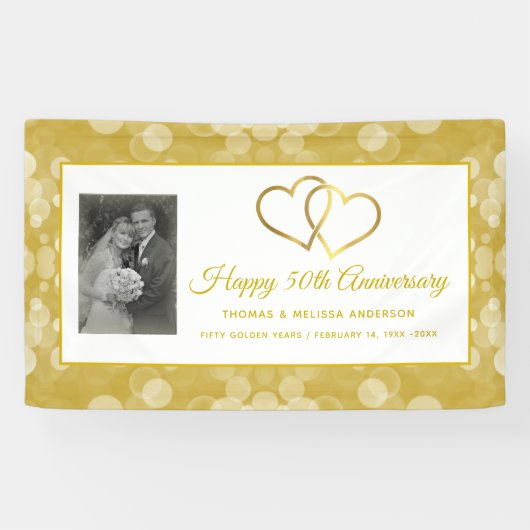 BANDEROLES JEUX 50E ANNIVERSAIRE CHAMPAGNE COEURS D'OR (Horizontal)