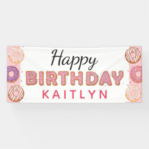 Banderoles JEUX ANNIVERSAIRE Pink Donuts Baby Girl Nom person