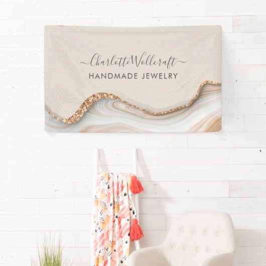 Banderoles Joaillier Designer Parties scintillant or rose Por (En situation)