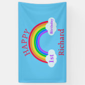 Banderoles Joli 1er Anniversaire Arc-en-ciel nuages Bleu (Vertical)