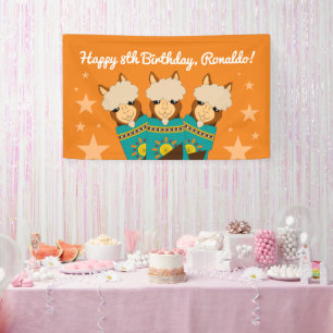 Banderoles Joli Anniversaire des Alpacas Garçon en Serapes Tu
