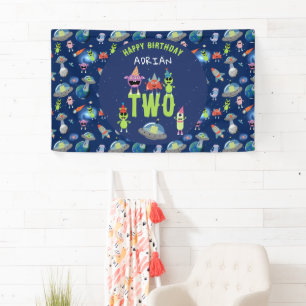 Banderoles Joli Anniversaire Enfants Monstres Aliens Espace N