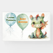 Banderoles Joli Baby shower Dragon Orange Vert (Horizontal)