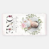 Banderoles Joli Blush Floral ONE First Birthday Photo bébé (Horizontal)