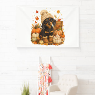 Banderoles Joli chien saucisse d'automne pour l'Action de grâ