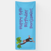 Banderoles Joli chimpanzé dans la jungle suspendu dessin anim (Vertical)