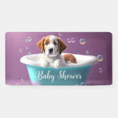 Banderoles Joli chiot dans une baignoire avec bulles, baby sh (Horizontal)