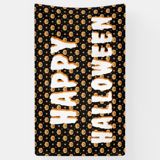 Banderoles Joli Citrouille face Motif noir orange blanc Texte (Vertical)