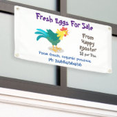 Banderoles Joli coq caricature oeufs à vendre signe (Bâtiment extérieur)