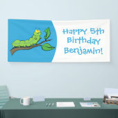 Banderoles Joli dessin animé de chenille verte mignonne (Salon professionnel)