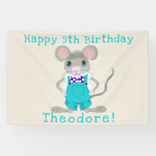 Banderoles Joli et élégant petit souris anniversaire personna