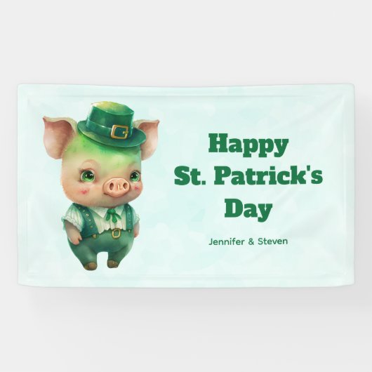 Banderoles Joli Green St. Patrick's Day Pig Party (Horizontal)