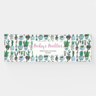 Banderoles Joli motif de pots de cactus et de succulentes ble