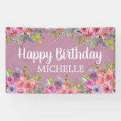 Banderoles Joli nom d'anniversaire mou rose rose (Horizontal)