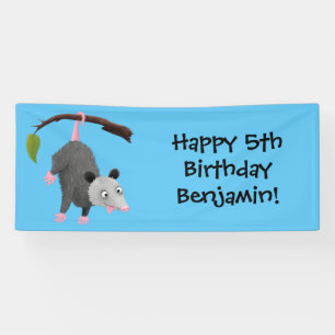 Banderoles Joli opossum accroché à la branche dessin animé