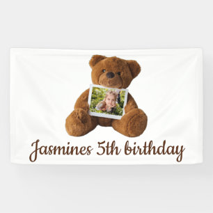 Banderoles Joli ours en peluche moderne photo anniversaire