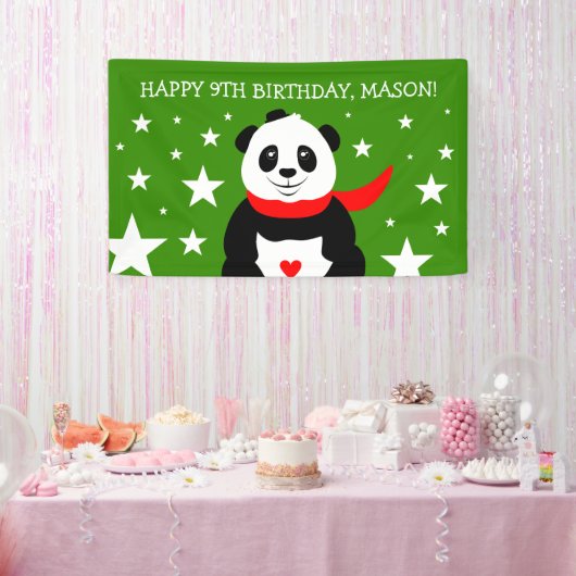 Banderoles Joli Panda d'anniversaire avec Casquette Bowler &  (Fête)