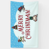 Banderoles Joli Penguin Joyeux Noël Snowball combat (Vertical)
