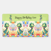 Banderoles Joli petit dinosaure avec beaucoup de ballons colo (Horizontal)