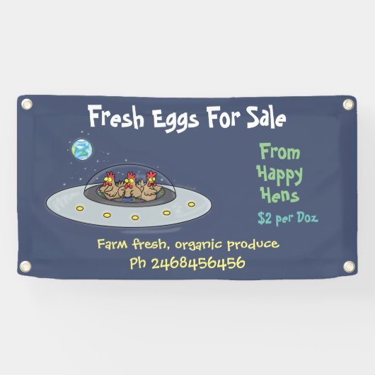 Banderoles Joli poulets drôles dessin oeufs à vendre signe (Horizontal)