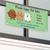 Banderoles Joli poulets drôles dessin oeufs à vendre signe (Bâtiment extérieur)