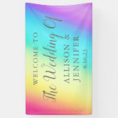 Banderoles Joli Rainbow Fade Mariage personnalisé Bienvenue (Vertical)