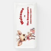 Banderoles Joli renne de Noël avec cadeaux Bienvenue à la fêt (Verticale)