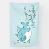 Banderoles Joli requin Baby shower Kawaii Blue Boy (Verticale)
