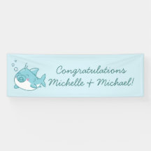 Joli requin Baby shower Kawaii Blue Boy