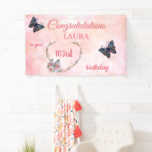 Banderoles Joli rose Joyeux 103e anniversaire (En situation)