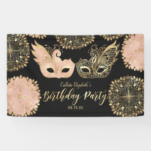 Banderoles Joli rose or noir Masquerade Masque Anniversaire