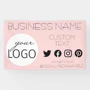 Banderoles Joli rose Social Media Business Logo Promotionnel