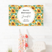 Banderoles Joli tournesol Jaune & Vert Motif Anniversaire (En situation)