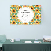 Banderoles Joli tournesol Jaune & Vert Motif Anniversaire (Salon professionnel)