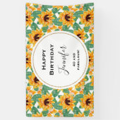 Banderoles Joli tournesol Jaune & Vert Motif Anniversaire (Vertical)