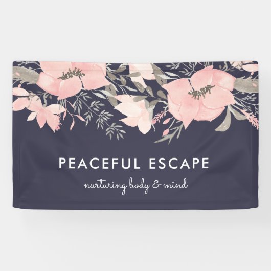 Banderoles Jolie aquarelle Floral Blush et Navy (Horizontal)